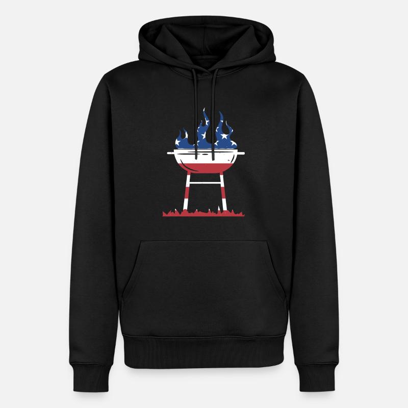 Griller Drapeau Américain Grillades - Sweat à capuche Premium bio Homme - noir