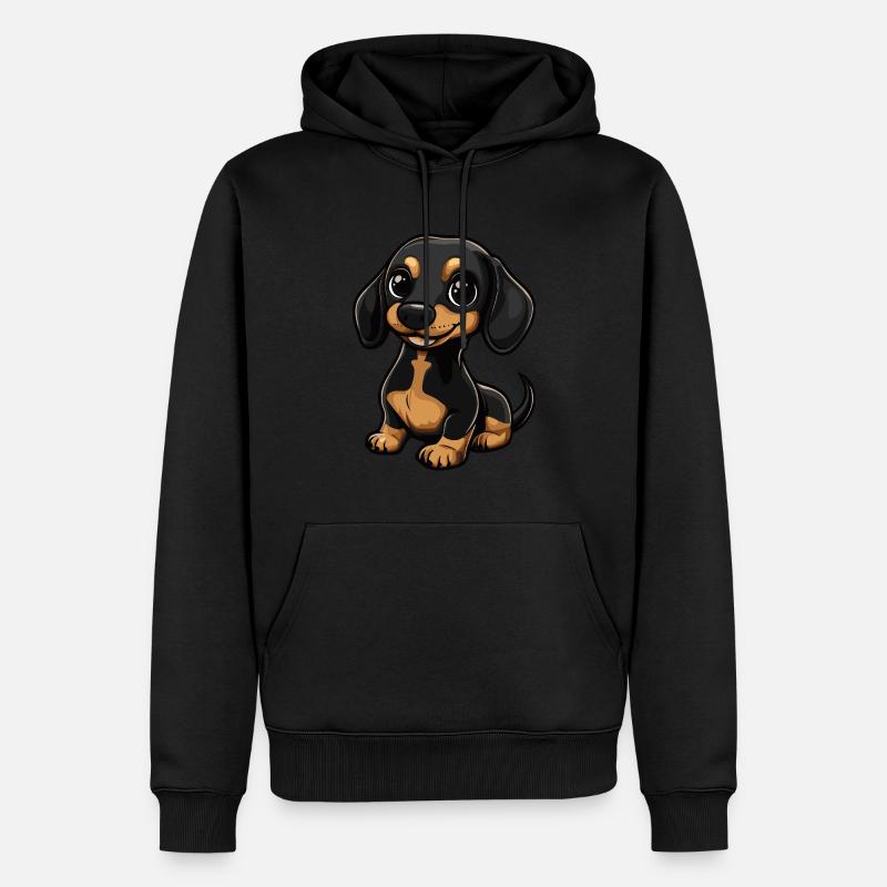 Dackel DachsHund Niedlich - Männer Premium Bio Hoodie - Schwarz