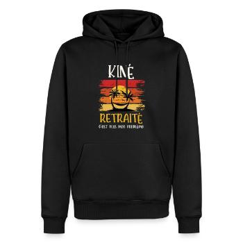 kiné retraité - Sweat à capuche Premium bio Homme - noir - Devant - Nico (187cm)