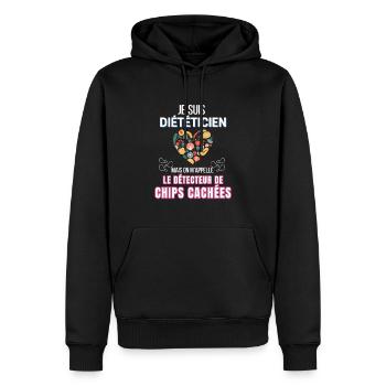 Je suis diététicien - Sweat à capuche Premium bio Homme - noir - Devant - Nico (187cm)