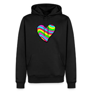Psychedelic Love Heart - Men’s Premium Organic Hoodie - black - Front - Nico (187cm)
