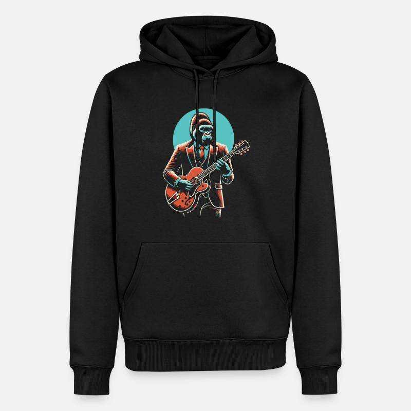 Gorilla mit Gitarre - Männer Premium Bio Hoodie - Schwarz