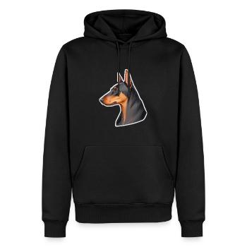 Dobermann - Männer Premium Bio Hoodie - Schwarz - Vorne - Nico (187cm)