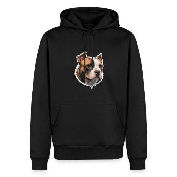 Stafford américain - Sweat à capuche Premium bio Homme - noir - Devant - Nico (187cm)