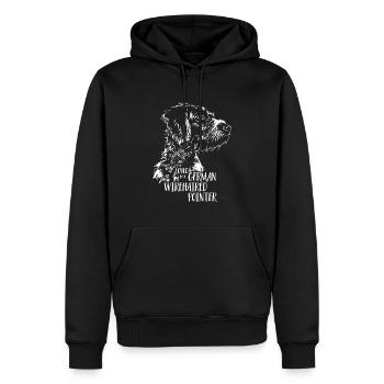 Loved by a German Wirehaired Pointer Hundespruch - Männer Premium Bio Hoodie - Schwarz - Vorne - Nico (187cm)