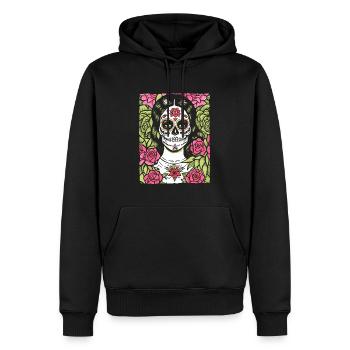 Sugar Skull Frau zum Tag der Toten - Männer Premium Bio Hoodie - Schwarz - Vorne - Nico (187cm)