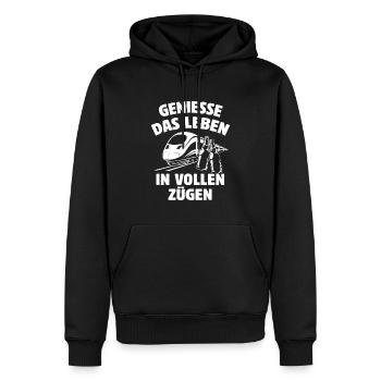 Genieße das Leben in vollen Zügen - Bierflasche - Männer Premium Bio Hoodie - Schwarz - Vorne - Nico (187cm)