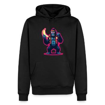 Gorille dans le style action des années 80 - Sweat à capuche Premium bio Homme - noir - Devant - Nico (187cm)