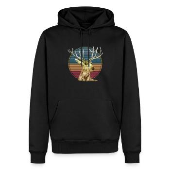 Cerf - Sweat à capuche Premium bio Homme - noir - Devant - Nico (187cm)