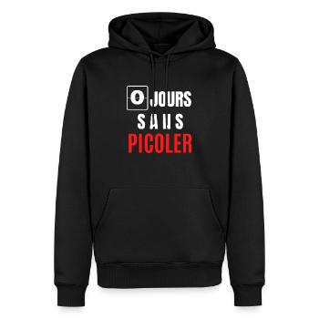 zéro jours sans picoler - Sweat à capuche Premium bio Homme - noir - Devant - Nico (187cm)