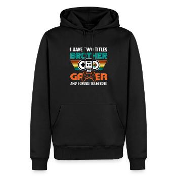 Gaming Retro Vintage Logo Design - Männer Premium Bio Hoodie - Schwarz - Vorne - Nico (187cm)