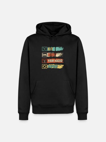 Eat sleep ham radio repeat Operator Amateur - Männer Premium Bio Hoodie - Schwarz