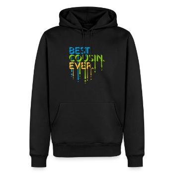 best cousin ever quote - Men’s Premium Organic Hoodie - black - Front - Nico (187cm)