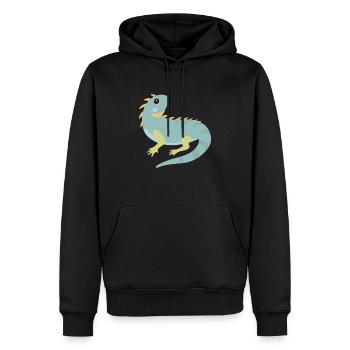 Blue Green Iguana - Men’s Premium Organic Hoodie - black - Front - Nico (187cm)