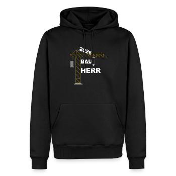 Bauherr 2026 Design - Männer Premium Bio Hoodie - Schwarz - Vorne - Nico (187cm)