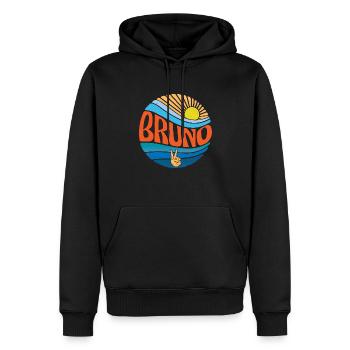 Bruno Chemise Vintage Sunset Bruno Groovy Tie Dye - Sweat à capuche Premium bio Homme - noir - Devant - Nico (187cm)