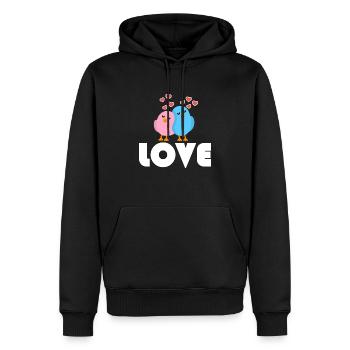 Love - Sweat à capuche Premium bio Homme - noir - Devant - Nico (187cm)
