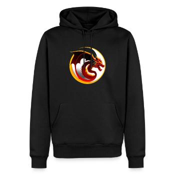 Dragon sur cercle blanc - Sweat à capuche Premium bio Homme - noir - Devant - Nico (187cm)