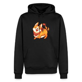 Joli T-shirt Corgi - Sweat à capuche Premium bio Homme - noir - Devant - Nico (187cm)