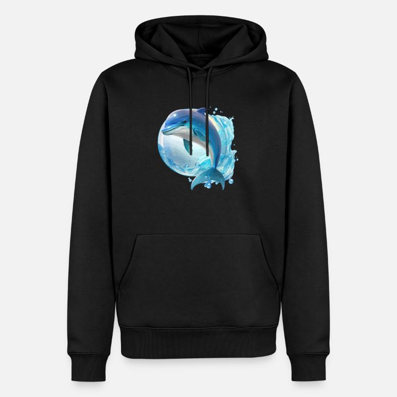 Le dauphin - Sweat à capuche Premium bio Homme - noir