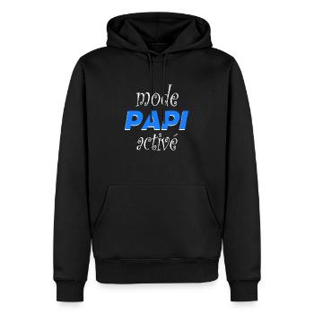 MODE PAPI ACTIVE CADEAU HUMORISTIQUE HUMOUR - Sweat à capuche Premium bio Homme - noir - Devant - Nico (187cm)