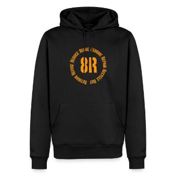 8R Recycling - Männer Premium Bio Hoodie - Schwarz - Vorne - Nico (187cm)