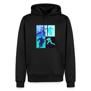 Eishockey, Hockey, Graffi, bunt, stencil - Männer Premium Bio Hoodie - Schwarz - Vorne - Nico (187cm)