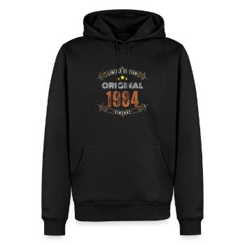 Jahrgang 1984 Jubiläumsgeschenk - Jahrgang 1984 - Männer Premium Bio Hoodie - Schwarz - Vorne - Nico (187cm)