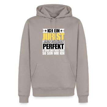 Perfekter Jurist - Männer Premium Bio Hoodie - Taupe - Vorne - Nico (187cm)