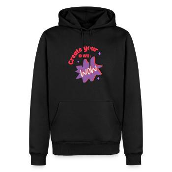 Kreieren Sie Ihr eigenes WOW - Männer Premium Bio Hoodie - Schwarz - Vorne - Nico (187cm)