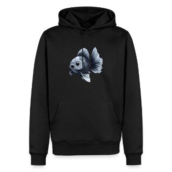 Poisson rouge à queue voilée argentée - Sweat à capuche Premium bio Homme - noir - Devant - Nico (187cm)
