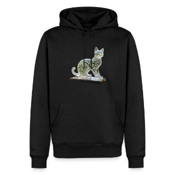 Sculpture of a cat made of colored water drops - Men’s Premium Organic Hoodie - black - Front - Nico (187cm)