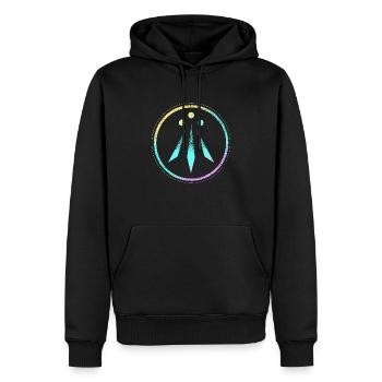 Awen - Men’s Premium Organic Hoodie - black - Front - Nico (187cm)