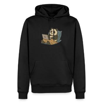 Home Office Panda – Chill & Work Style - Männer Premium Bio Hoodie - Schwarz - Vorne - Nico (187cm)