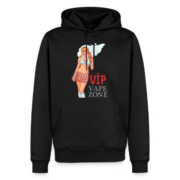 VAPE GIRL mit Minirock und Kniestrümpfen - Männer Premium Bio Hoodie - Schwarz - Vorne - Nico (187cm)