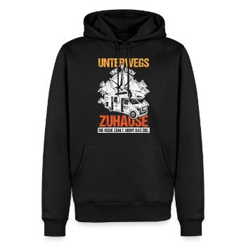 Camping Unterwegs und doch Zuhause - Männer Premium Bio Hoodie - Schwarz - Vorne - Nico (187cm)