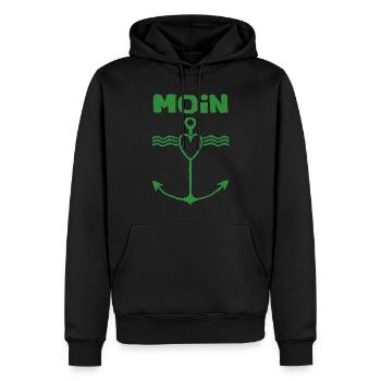 Moin Meer Anker Norddeutsch Gruß T-shirt - Männer Premium Bio Hoodie - Schwarz - Vorne - Nico (187cm)