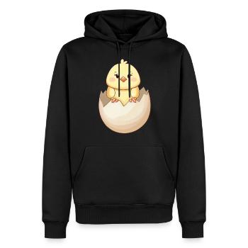 Cute kawaii chick, hatching from eggshell - Men’s Premium Organic Hoodie - black - Front - Nico (187cm)