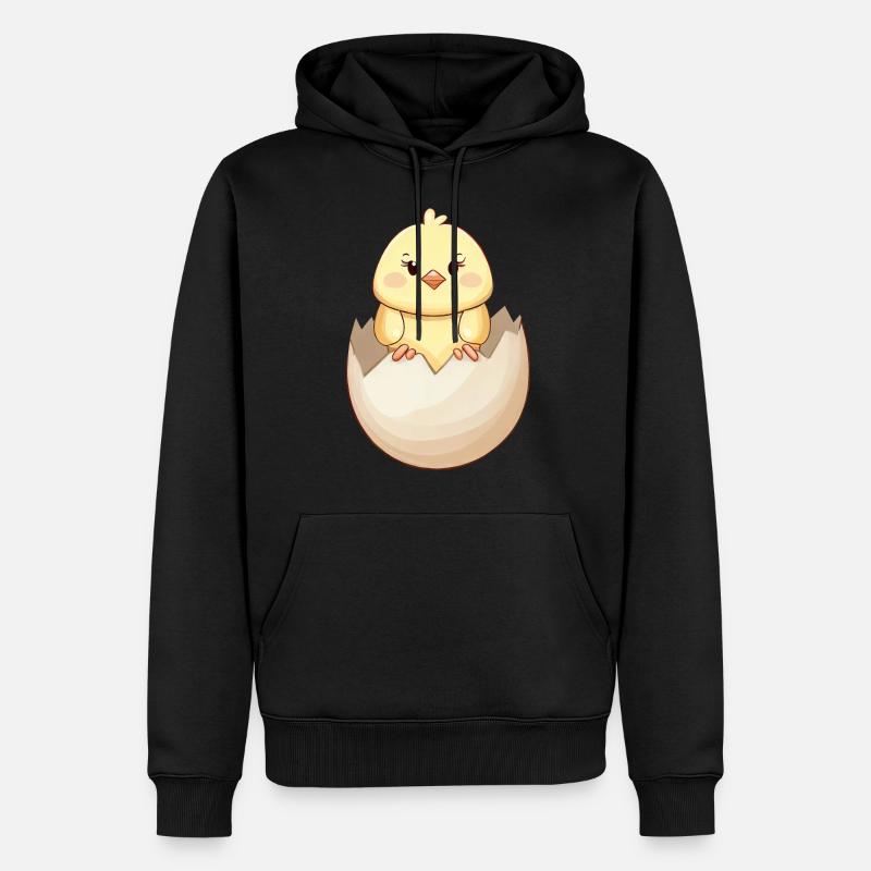 Poussin kawaii mignon, éclosion de la coquille d’œuf - Sweat à capuche Premium bio Homme - noir