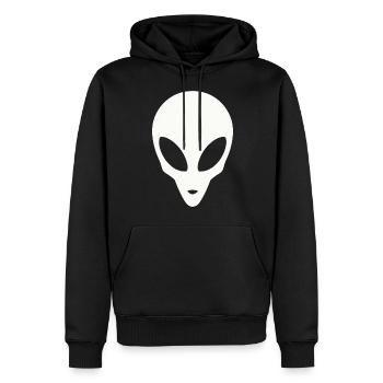 Silhouette d’une tête extraterrestre - Sweat à capuche Premium bio Homme - noir - Devant - Nico (187cm)