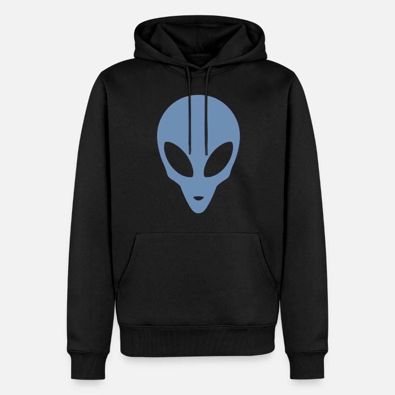 Silhouette eines Alienkopfes - Männer Premium Bio Hoodie - Schwarz