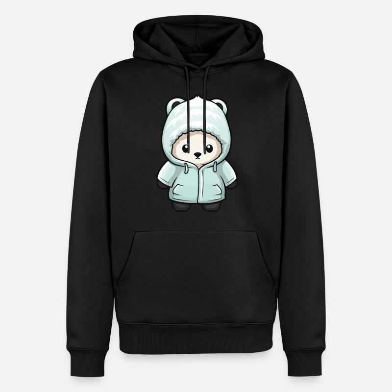 Eisbär Winter Polar Bär Comic - Männer Premium Bio Hoodie - Schwarz