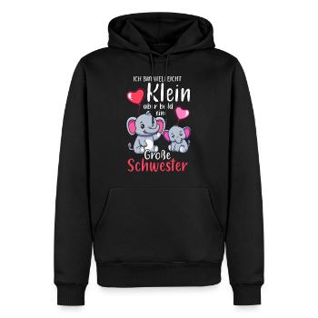 Je suis petite mais bientôt une grande sœur - Sweat à capuche Premium bio Homme - noir - Devant - Nico (187cm)