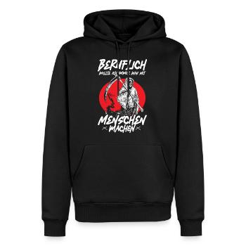 Professionnellement, j’ai toujours voulu faire quelque chose avec les gens - Sweat à capuche Premium bio Homme - noir - Devant - Nico (187cm)