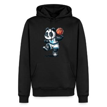 Cute Basketball Player Panda - Männer Premium Bio Hoodie - Schwarz - Vorne - Nico (187cm)