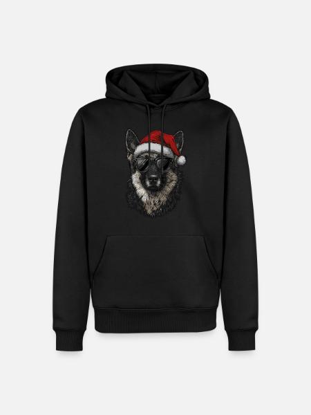 Deutscher Schäferhund mit Weihnachtsmütze - Herre Premium økologisk hoodie - sort