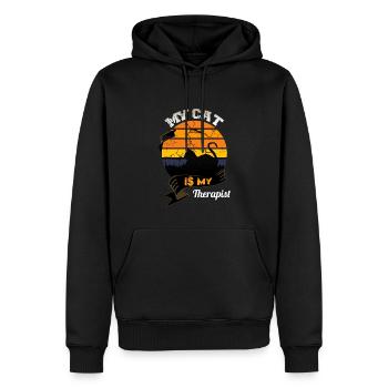 my cat is my therapist - Sweat à capuche Premium bio Homme - noir - Devant - Nico (187cm)