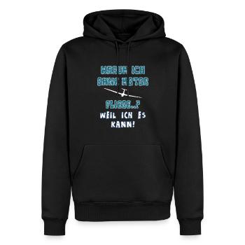 warum ich ohne motor fliege - Männer Premium Bio Hoodie - Schwarz - Vorne - Nico (187cm)
