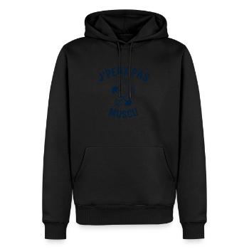 J peux pas j ai muscu - Sweat à capuche Premium bio Homme - noir - Devant - Nico (187cm)