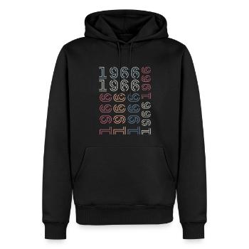 Jahrgang 1966 Geburtstagsgeschenk 1966 Retro 1966 - Männer Premium Bio Hoodie - Schwarz - Vorne - Nico (187cm)
